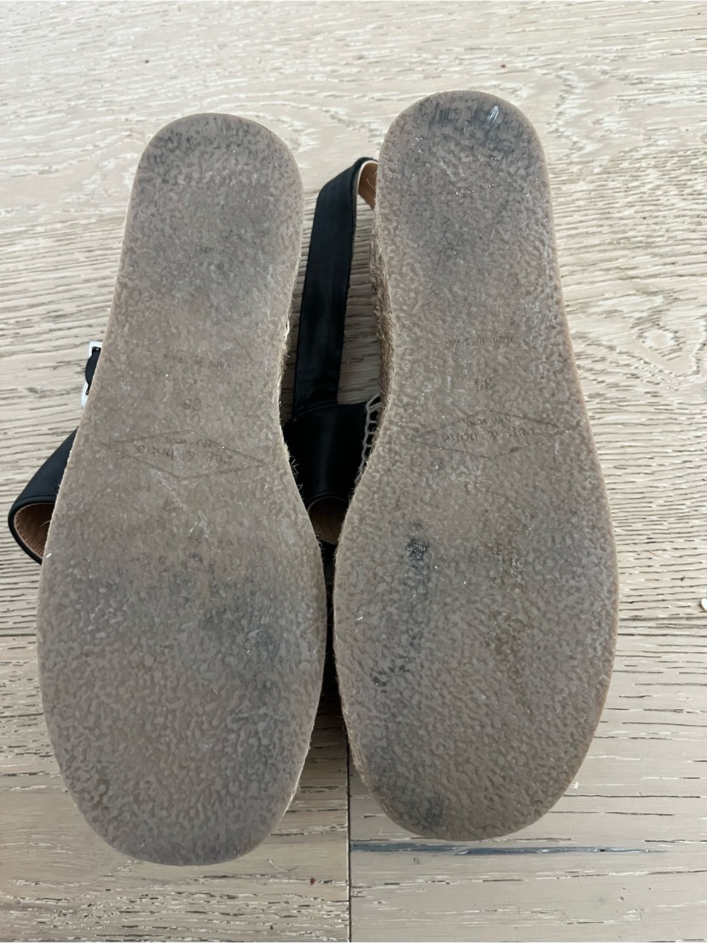 rag & bone Black Espadrille Platform Leather & Suede Sandals with Buckle Sz 4.5 - Picture 9 of 9